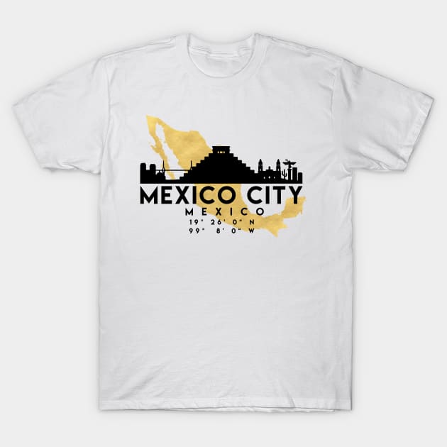 Mexico City Mexico Skyline Map Art T-Shirt by deificusArt